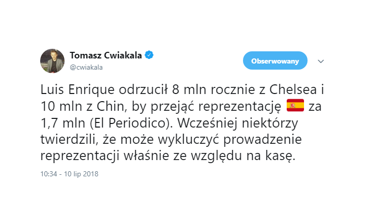 Dla Luisa Enrique pieniądze to nie wszystko